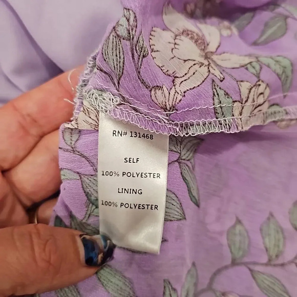 NWOT VICI FLORAL PRINT ONE SHOULDER PEPLUM TOP IN PURPLE MULTI Sz L - Picture 13 of 13